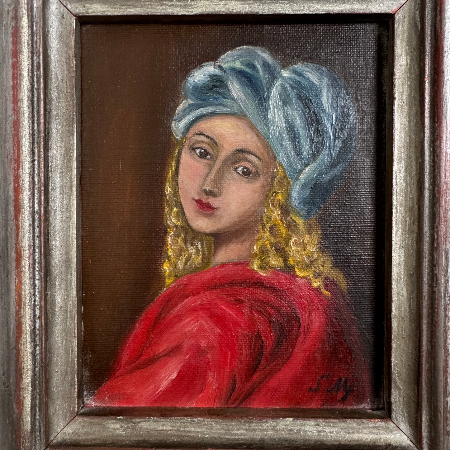 The Turning Gaze. Antique Oil Portrait Painting.