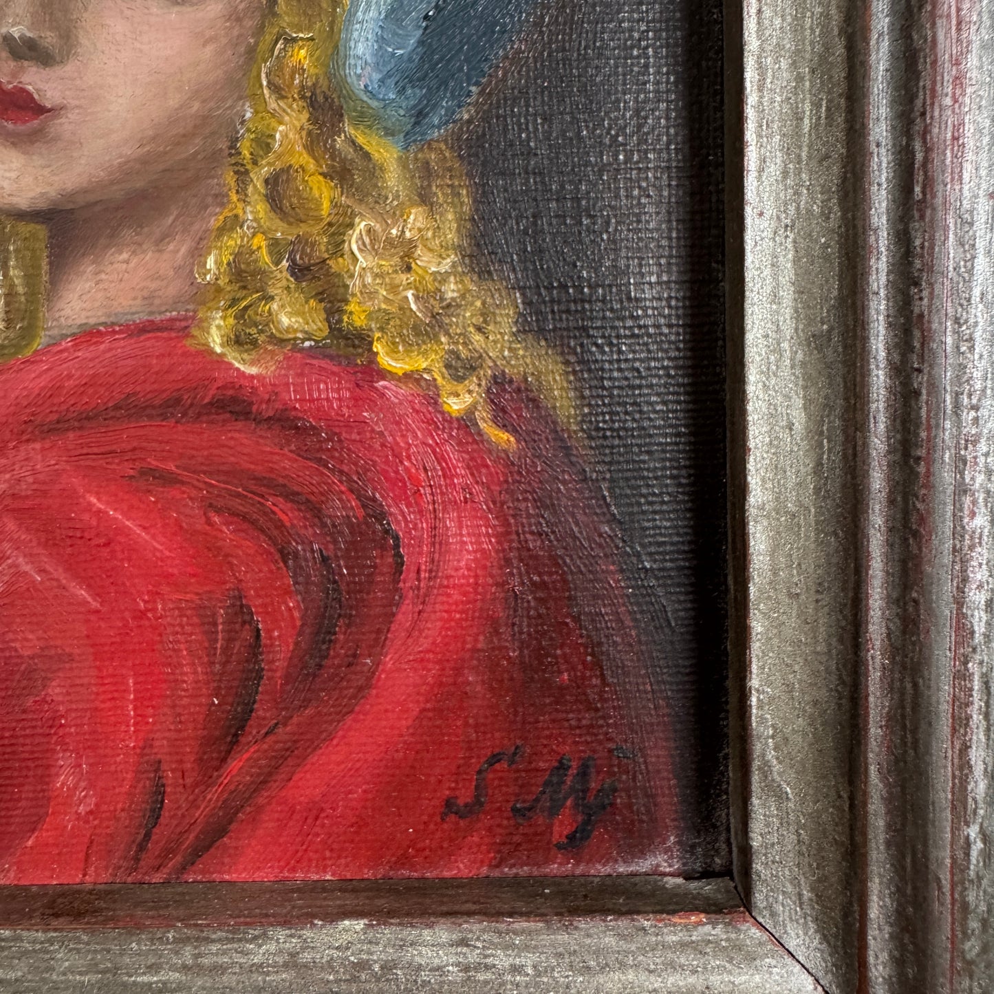 The Turning Gaze. Antique Oil Portrait Painting.