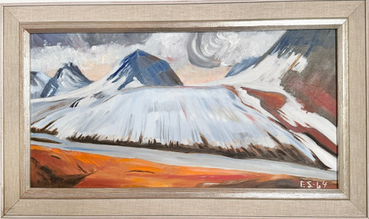 Glacial Orbit, 1964. Vintage Space Age Swedish Oil Painting.