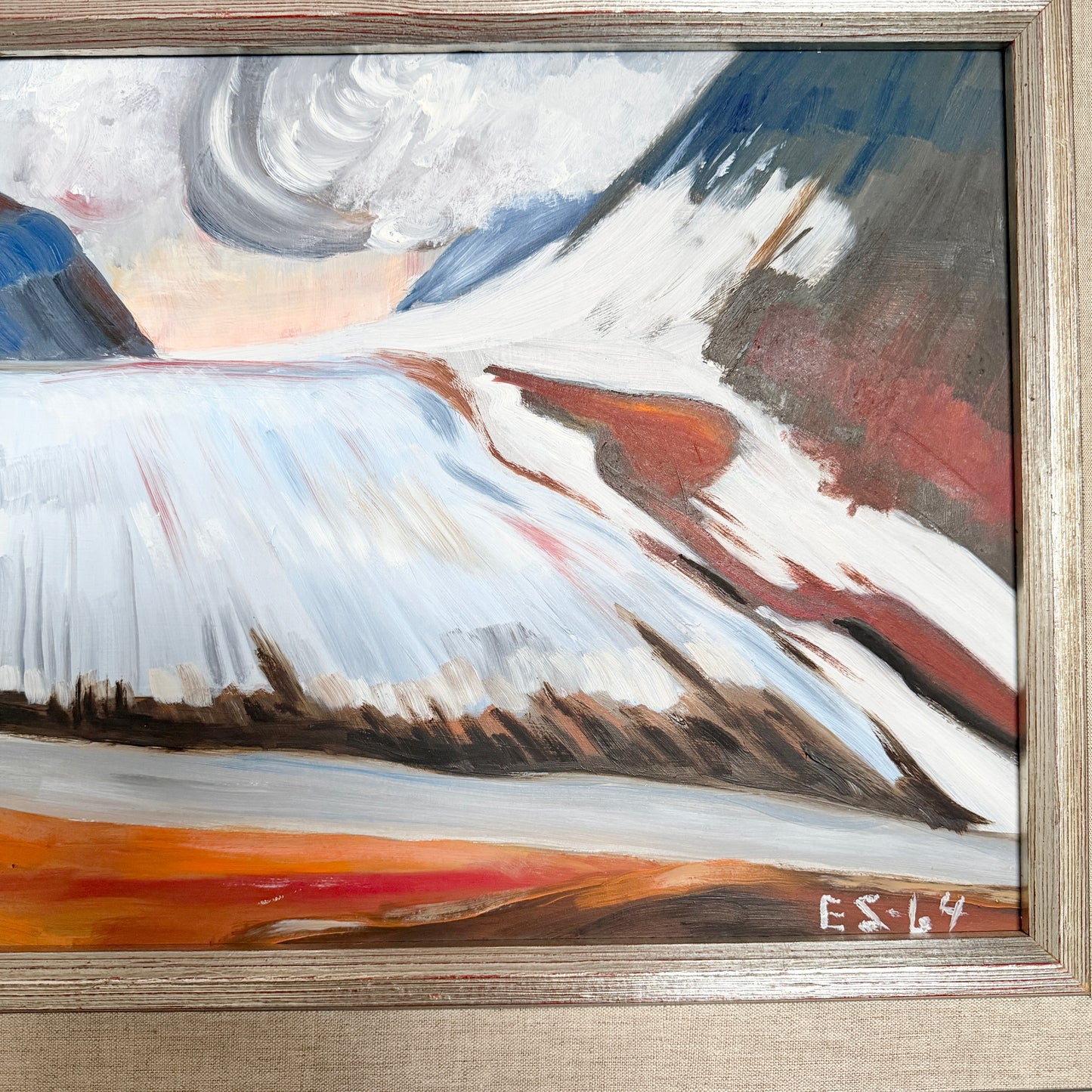 Glacial Orbit, 1964. Vintage Space Age Swedish Oil Painting.