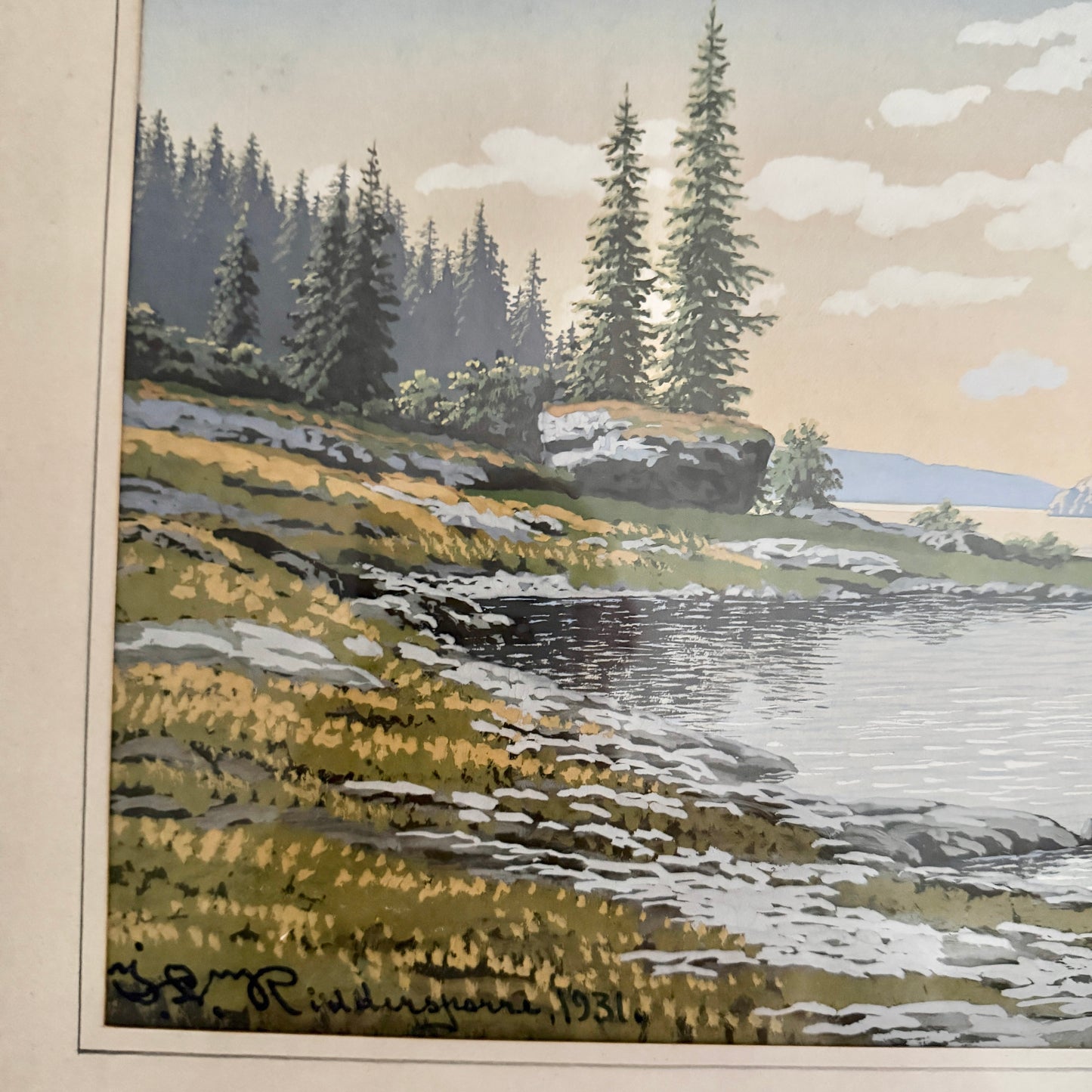 The Calm of 1931. Vintage Swedish Painting by Johan Lorens Riddersparre.