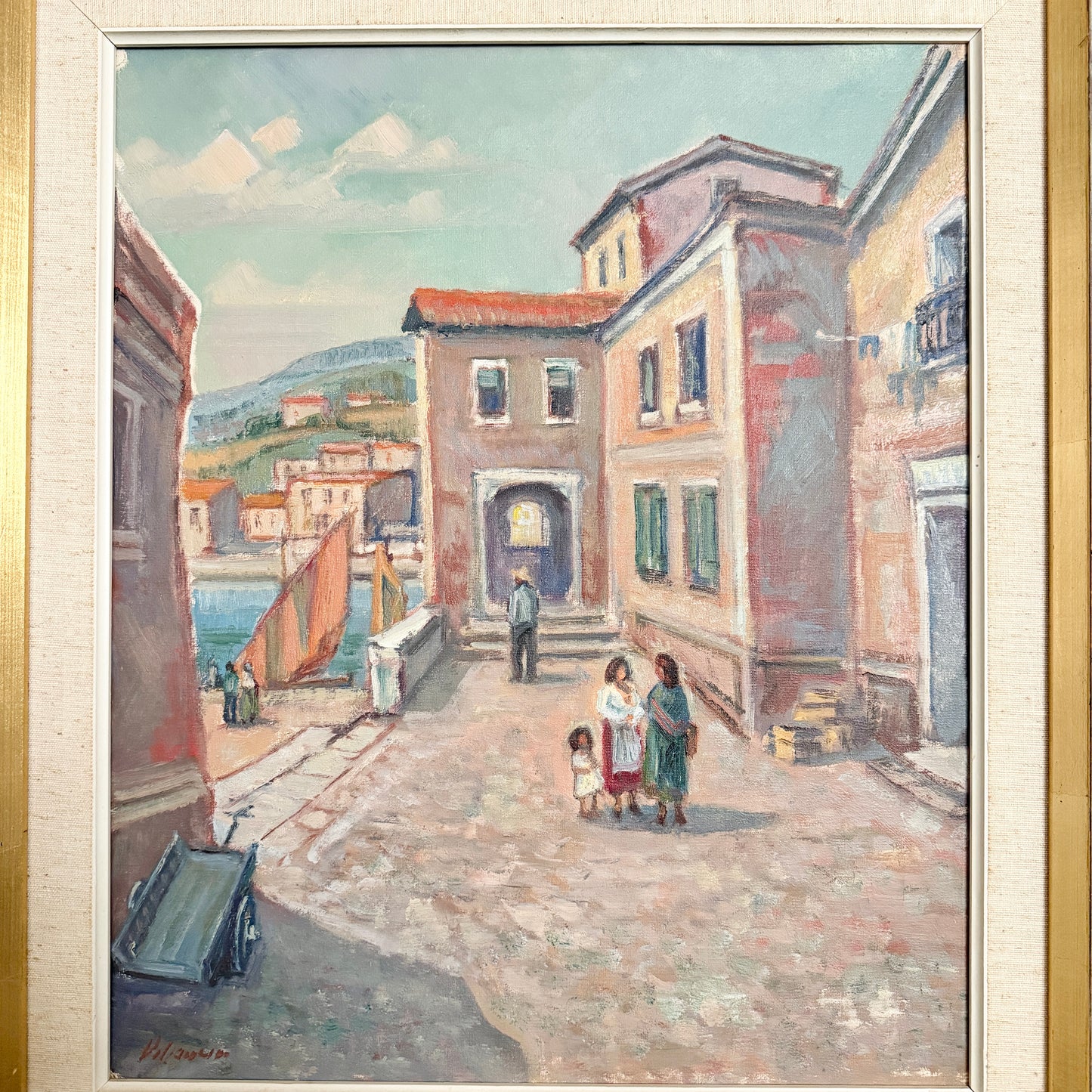 A Moment in Italy, 1940-50s. Vintage Oil Painting.