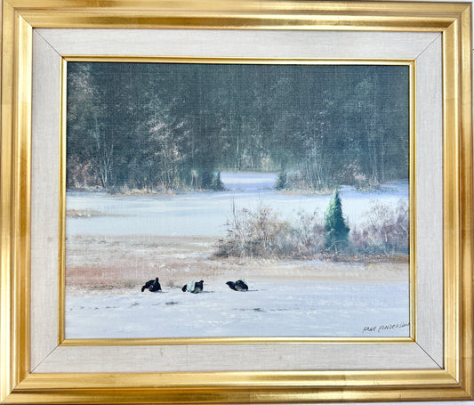 Stillness in White. Vintage Swedish Oil Painting.