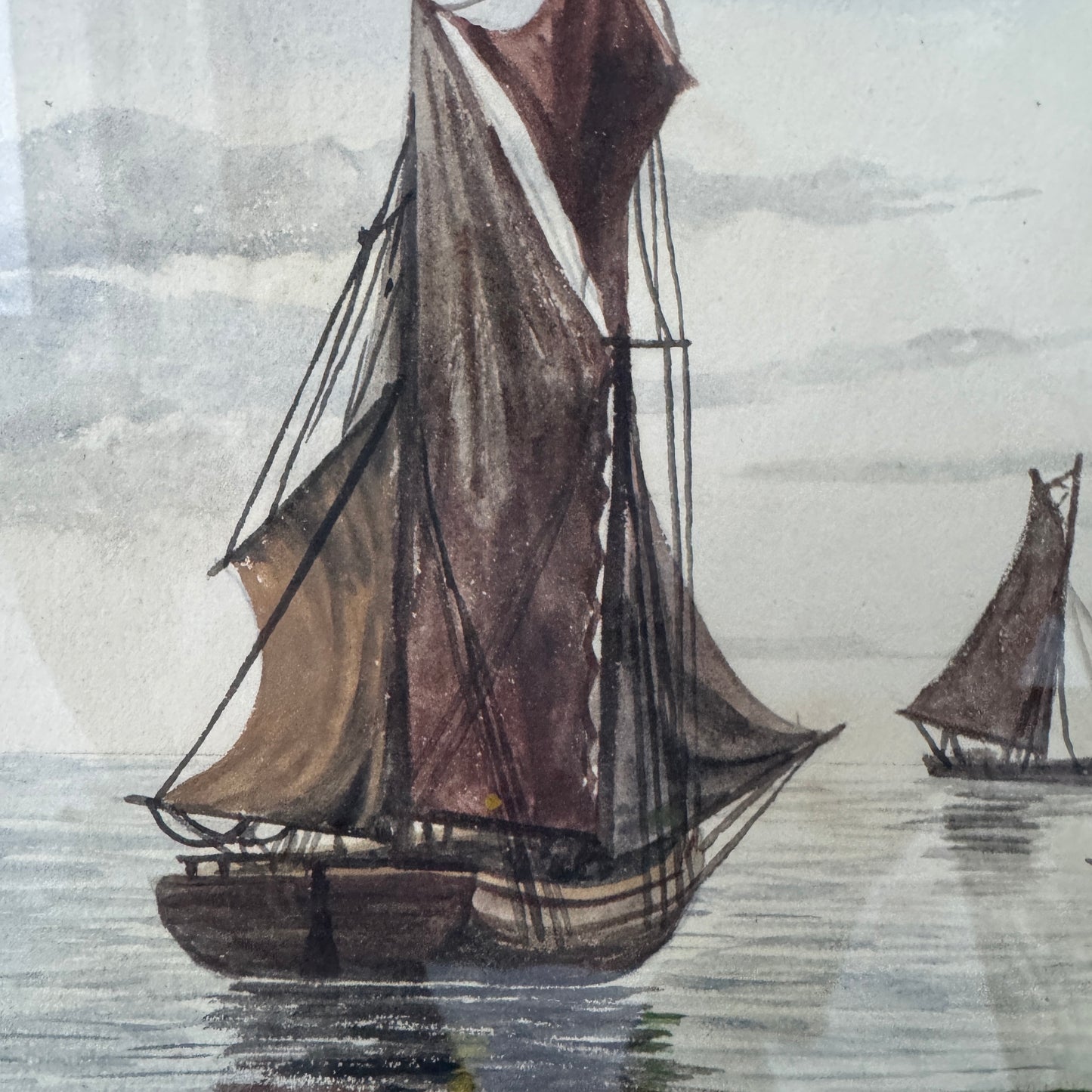 Before the Tide Turns. Danish Watercolor early 1900s.