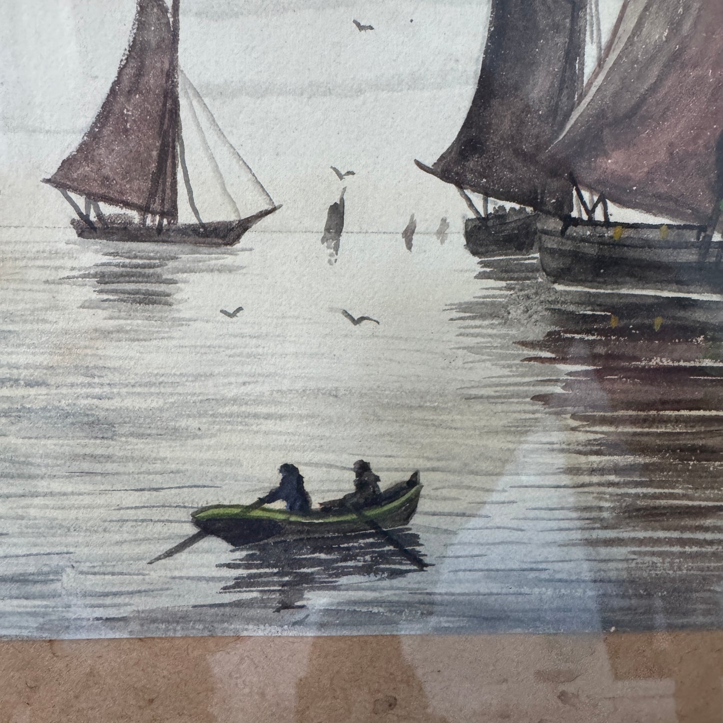 Before the Tide Turns. Danish Watercolor early 1900s.