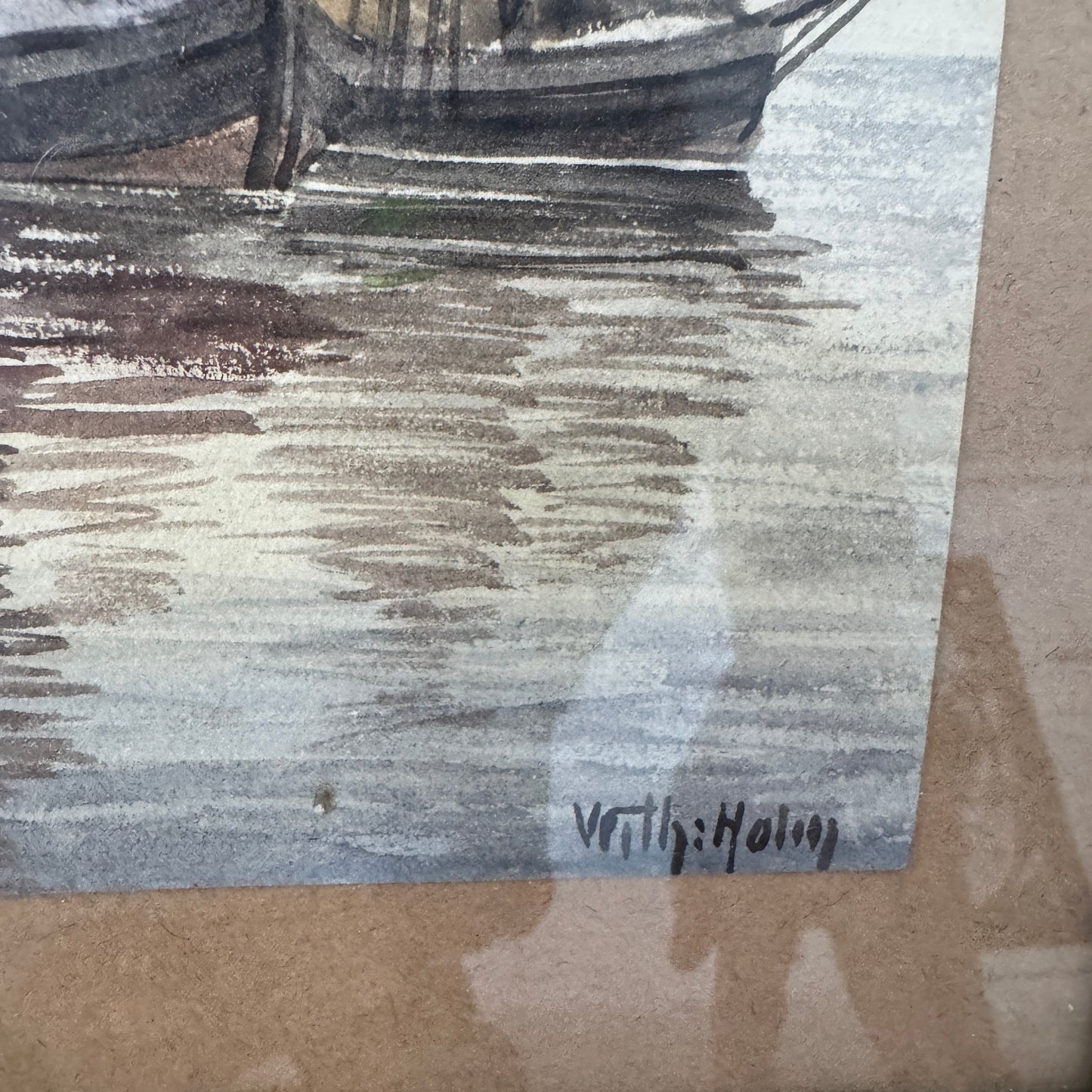 Before the Tide Turns. Danish Watercolor early 1900s.