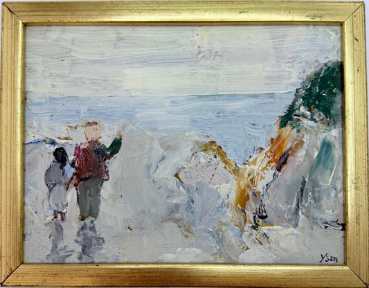 At the Edge. Vintage Swedish Oil Painting by Bo Yson Sjöberg