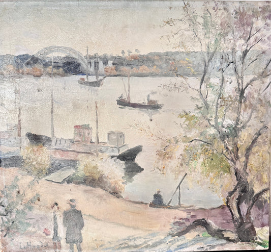 Årstaviken. Vintage Mid Century Swedish Oil Painting
