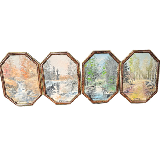 The Four Seasons. Vintage Swedish Oil Paintings