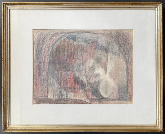 "Ravi Shankar" -A Portrait. Vintage Mixed Media Artwork by Hans Norrman