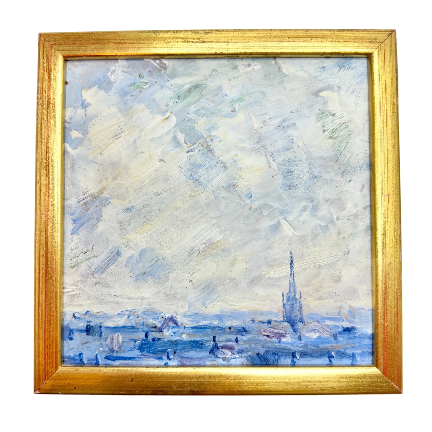 Stockholm in Blue Light. Vintage Swedish Oil Painting by Bo Yson Sjöberg.