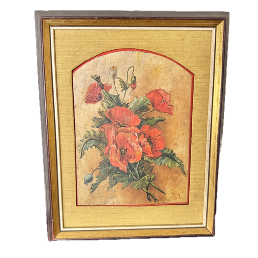 The Poppy Bouquet. Vintage Swedish Oil Painting