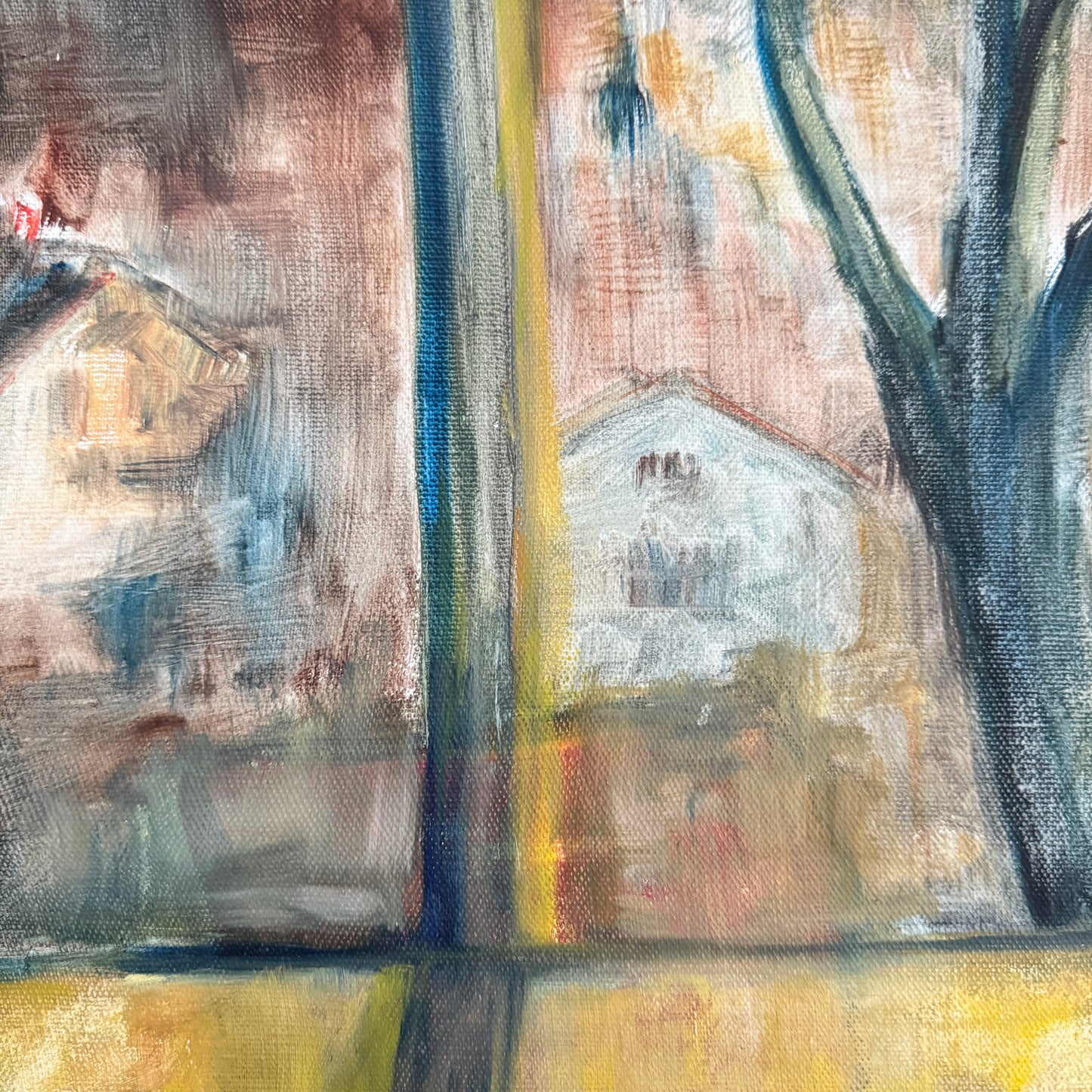 Abstract Window 1955. Vintage Swedish Oil Painting.