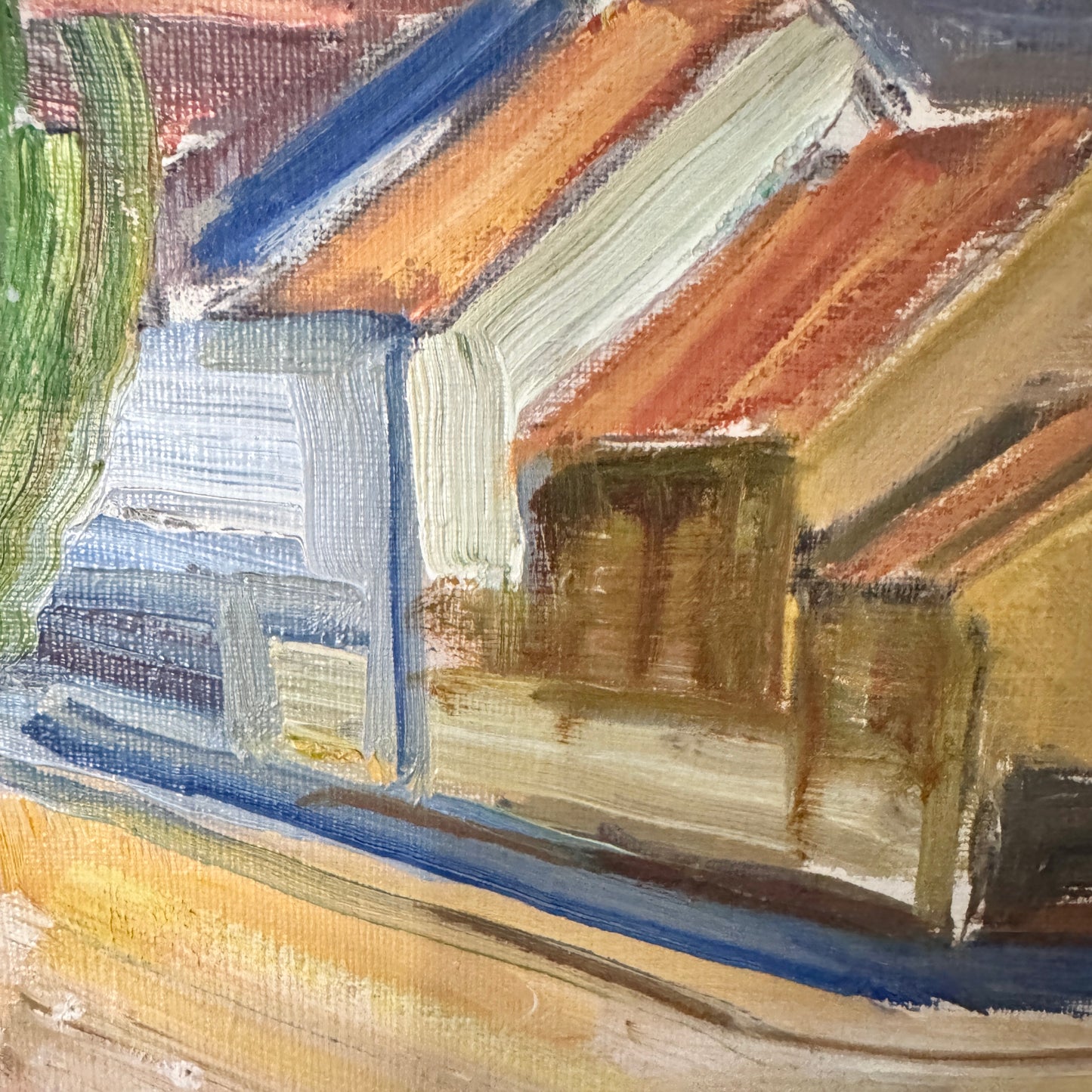 Sunlight on the Bend. Vintage Swedish Mid Century Oil Painting