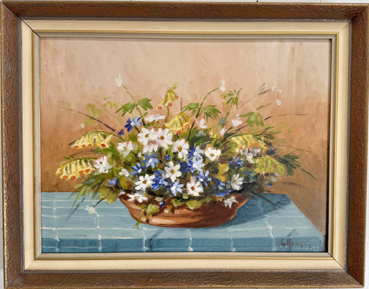 Still Life with Spring Air. Vintage Swedish Oil Painting.