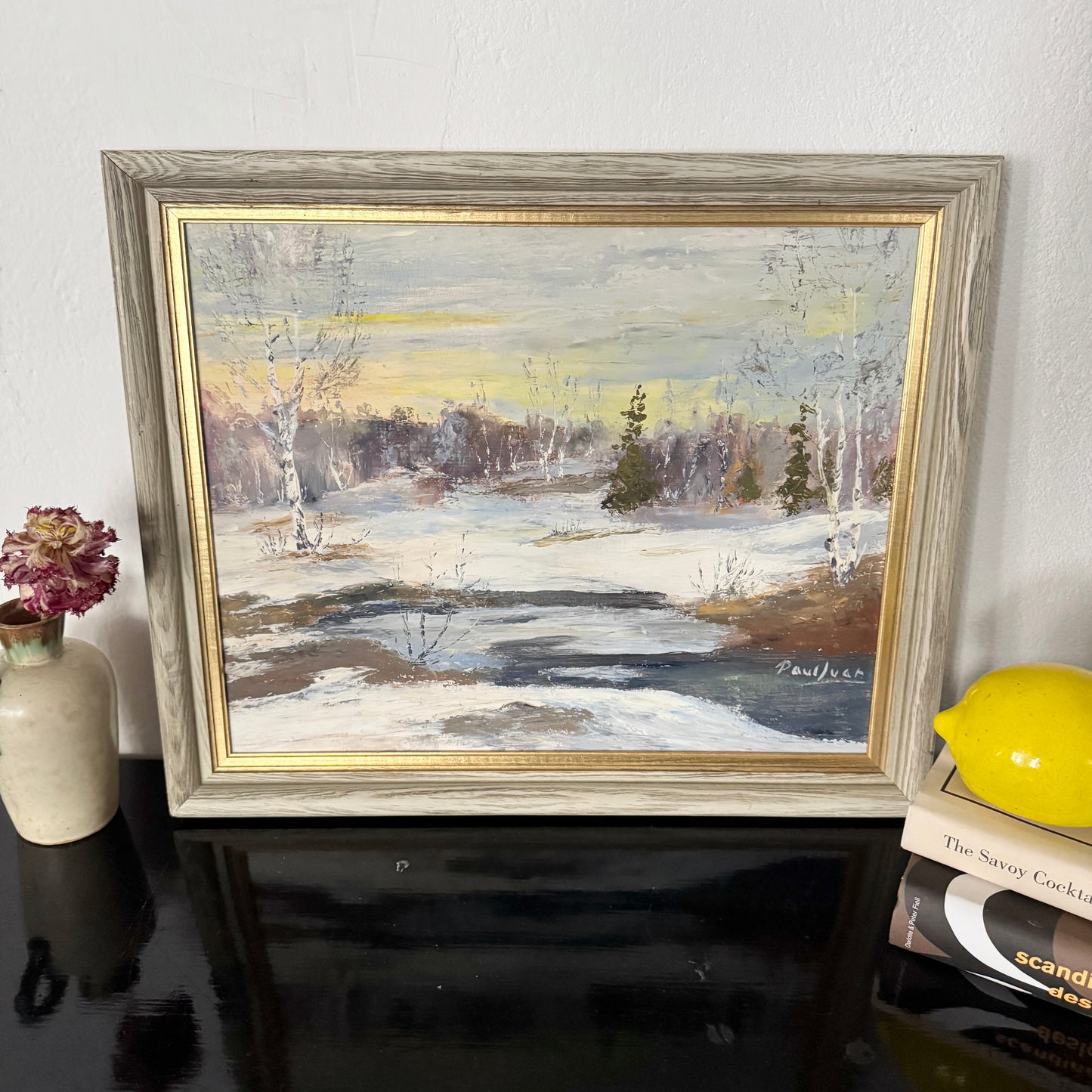 Winter Dusk in the Northland. Vintage Swedish Oil Painting.
