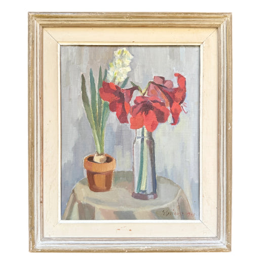 Amaryllis 1948. Vintage Swedish Oil Painting.