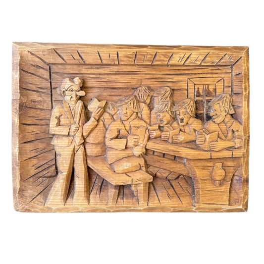 Antero Pyyhtia, Finland. Large Vintage Folk Art Wood Carving Wall Decoration.