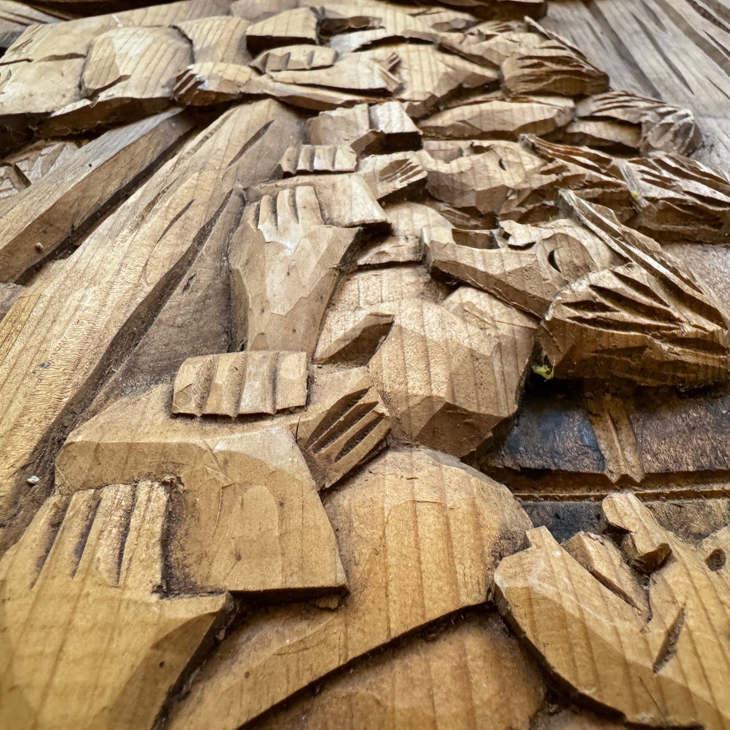 Antero Pyyhtia, Finland. Large Vintage Folk Art Wood Carving Wall Decoration.