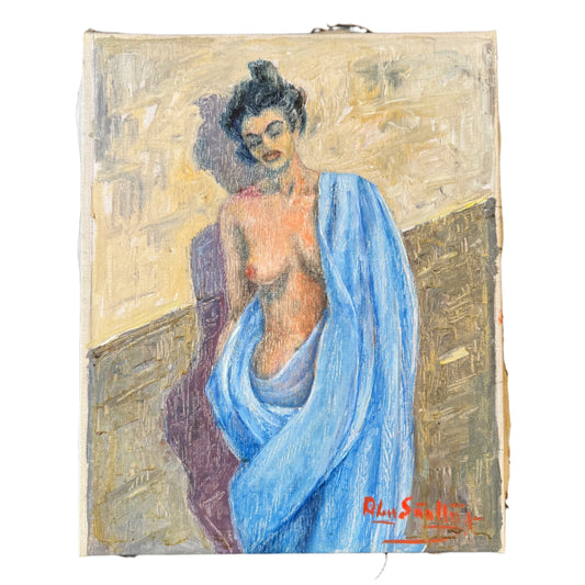Infødt Pike 1948. Norwegian Artist, Southern Europe Vintage Oil Painting