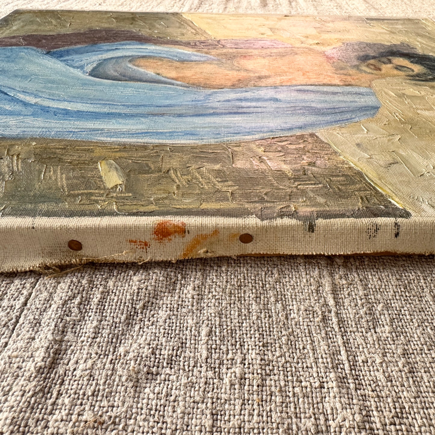 Infødt Pike 1948. Norwegian Artist, Southern Europe Vintage Oil Painting