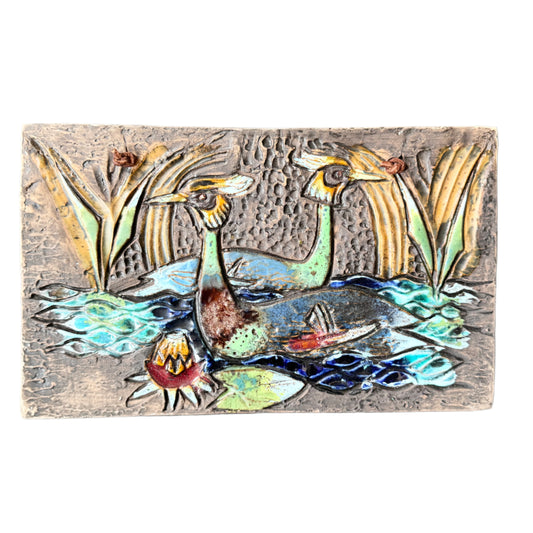 Tilgmans, Sweden 1960-70s. Vintage Glazed Stoneware Wall Plaque.