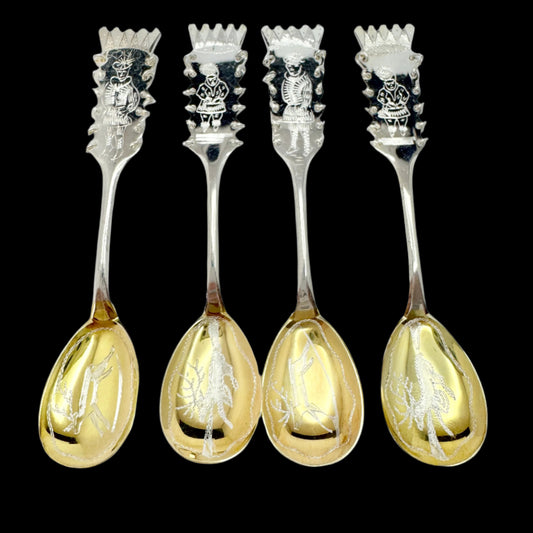 Sweden. Vintage Solid Silver Sami / Laplander Traditional "Fika" Spoons.