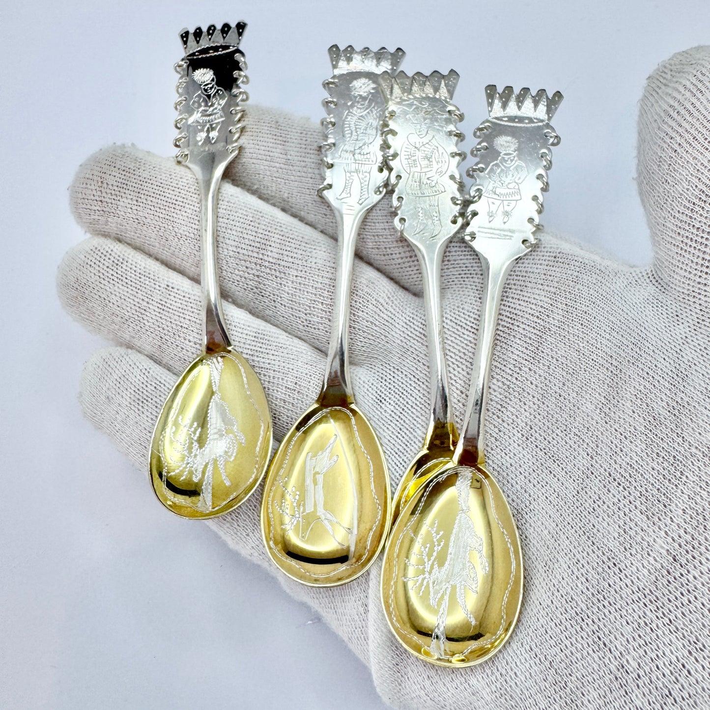 Sweden. Vintage Solid Silver Sami / Laplander Traditional "Fika" Spoons.