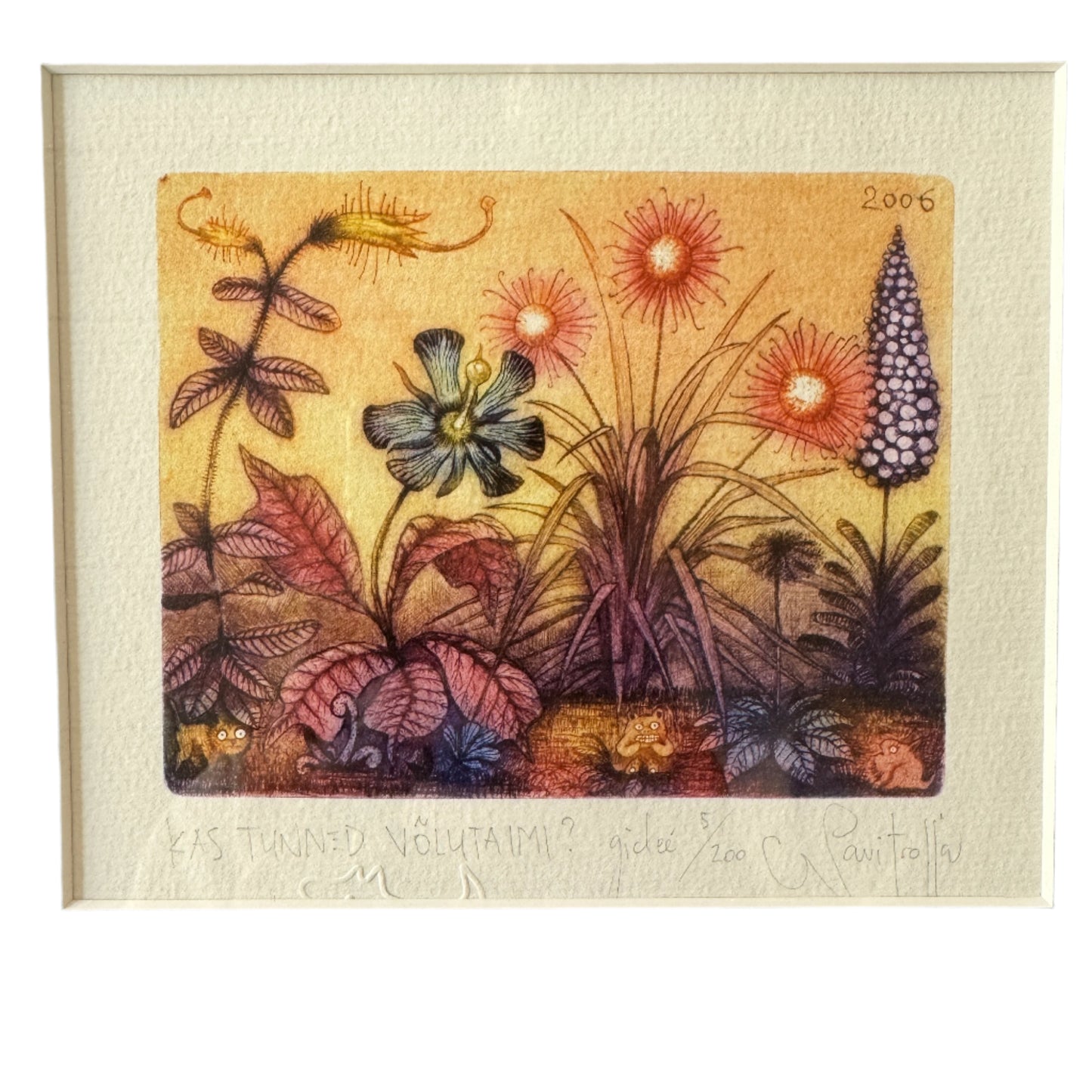 Navitrolla (Heiki Trolla) Estonia. Color Etching "Do you know any magic plants?" 2/200