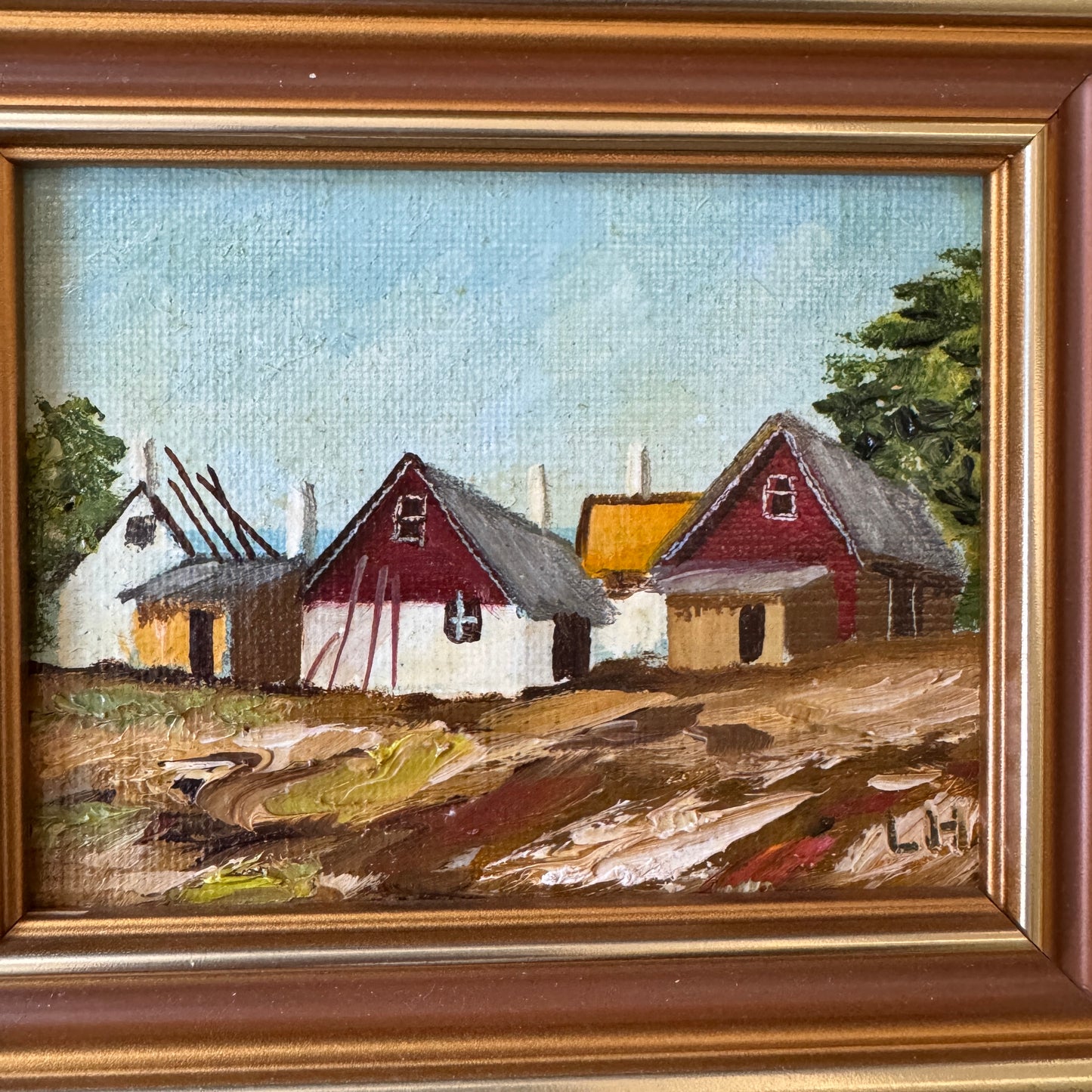 Swedish Landscape. 4 Vintage Miniature Oil Paintings.