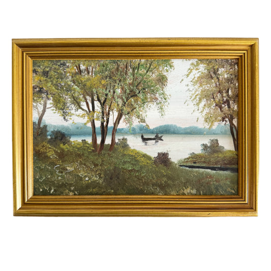 Whispers on the Water. Vintage Swedish Oil Painting