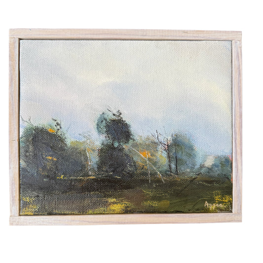 Trees. Vintage Scandinavian Oil Painting.