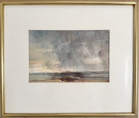 Storm on the Sea. Vintage Norwegian Watercolor Painting.