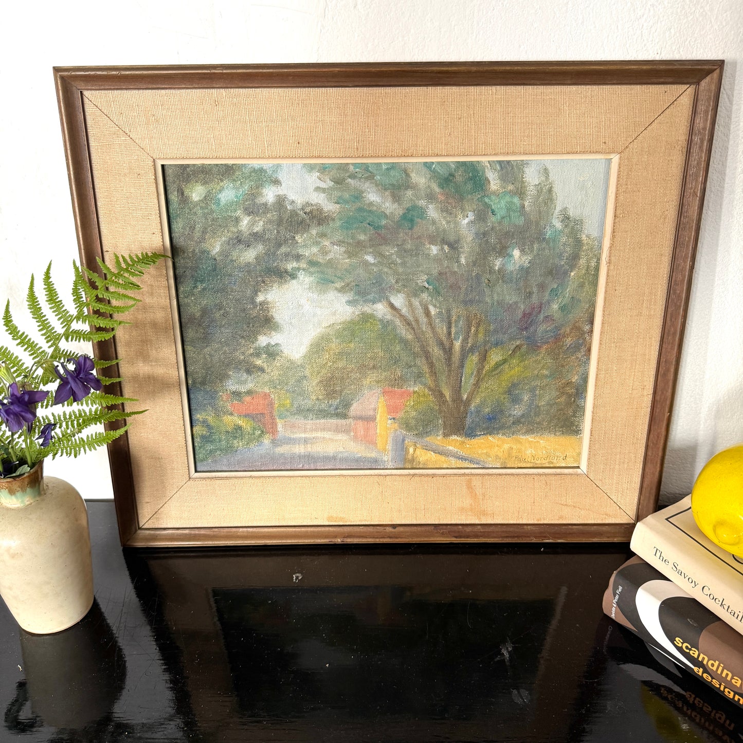 Öland Village Path. Vintage Swedish Oil Painting.