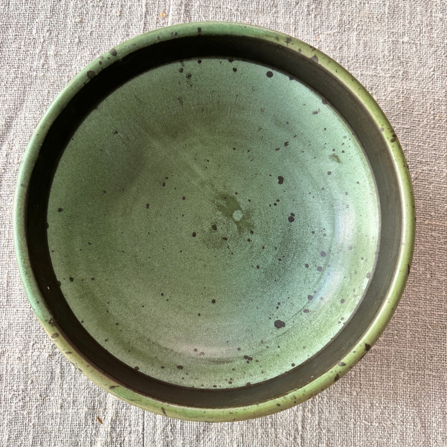 Arol, Norway. Vintage Green Stoneware Bowl with Viking Ships and Runes