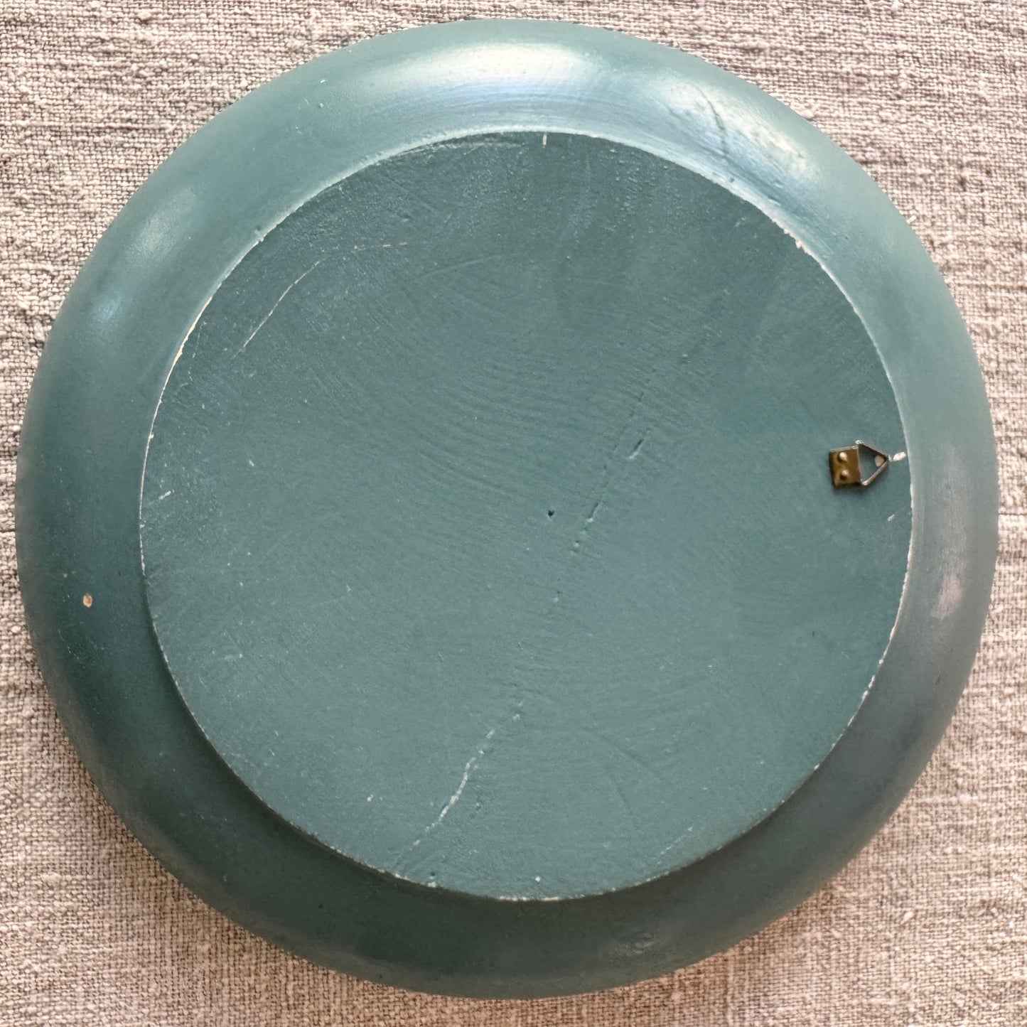 Large Swedish Folk Art Painted Wood Bowl Wall Plate. Early 1900s