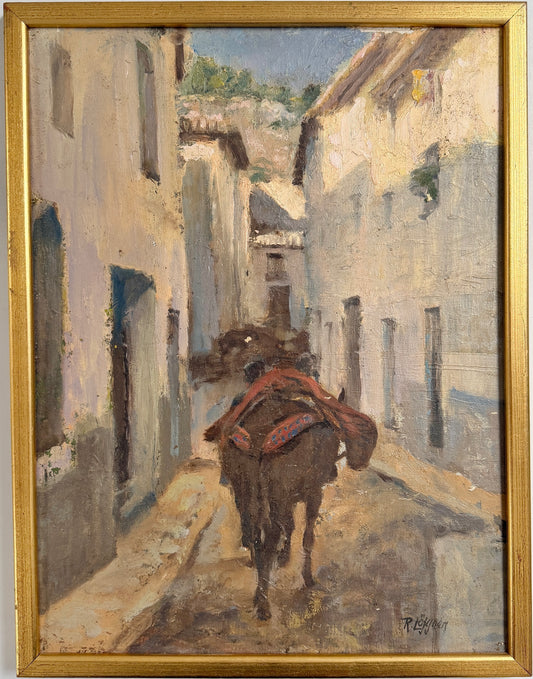 Scholarship Journey Northern Spain 1920s. Oil Painting by Robert Löfgren