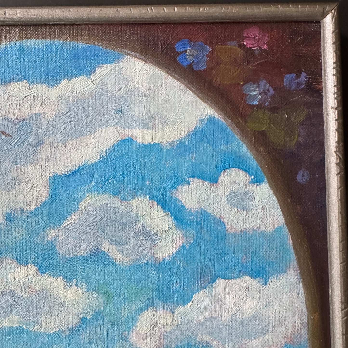 Titthål mot Våren (Peephole towards Spring). Vintage Swedish Oil Painting.