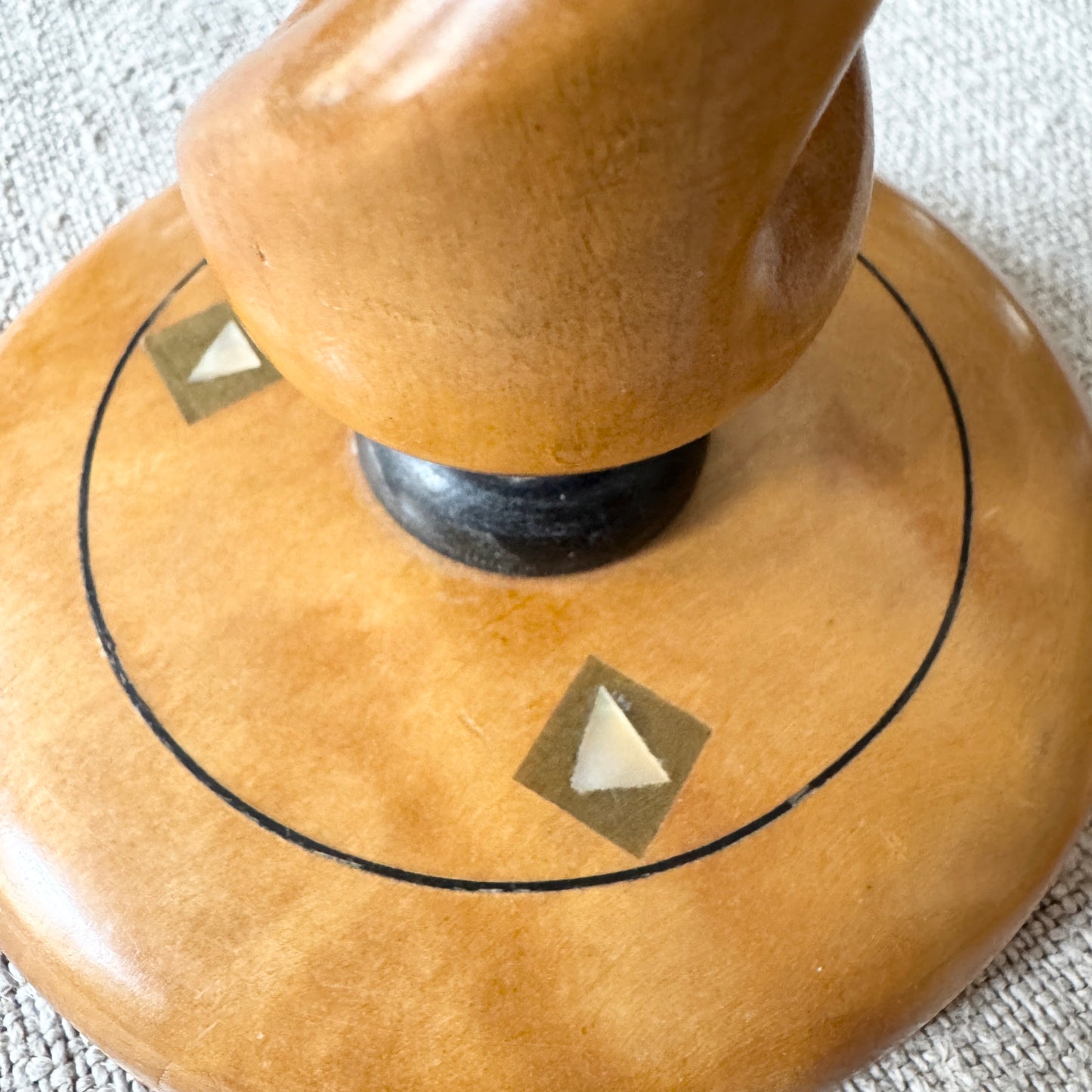 Johan Norin, Sweden 1962. Vintage Hand-made Wood with Inlay Candlesticks.