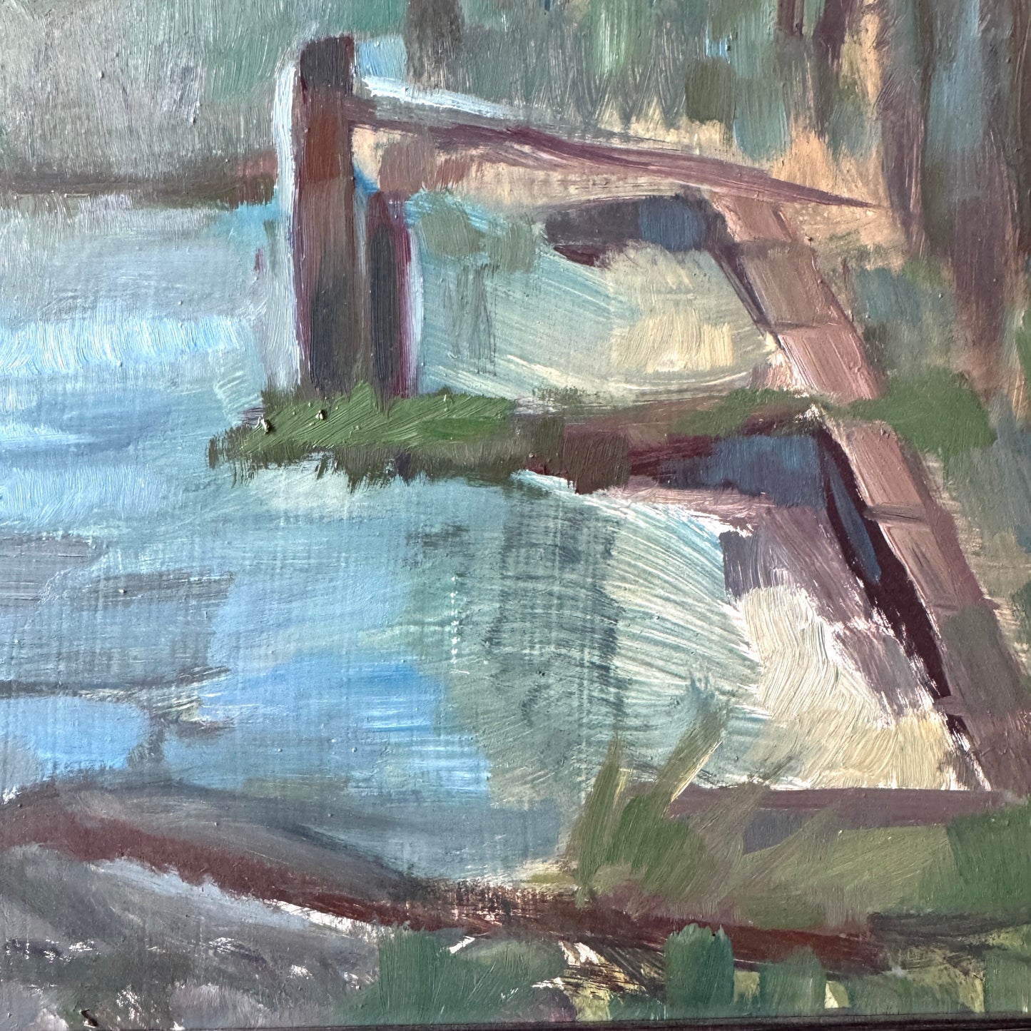 Postwar Shelter. Vintage Oil Painting.