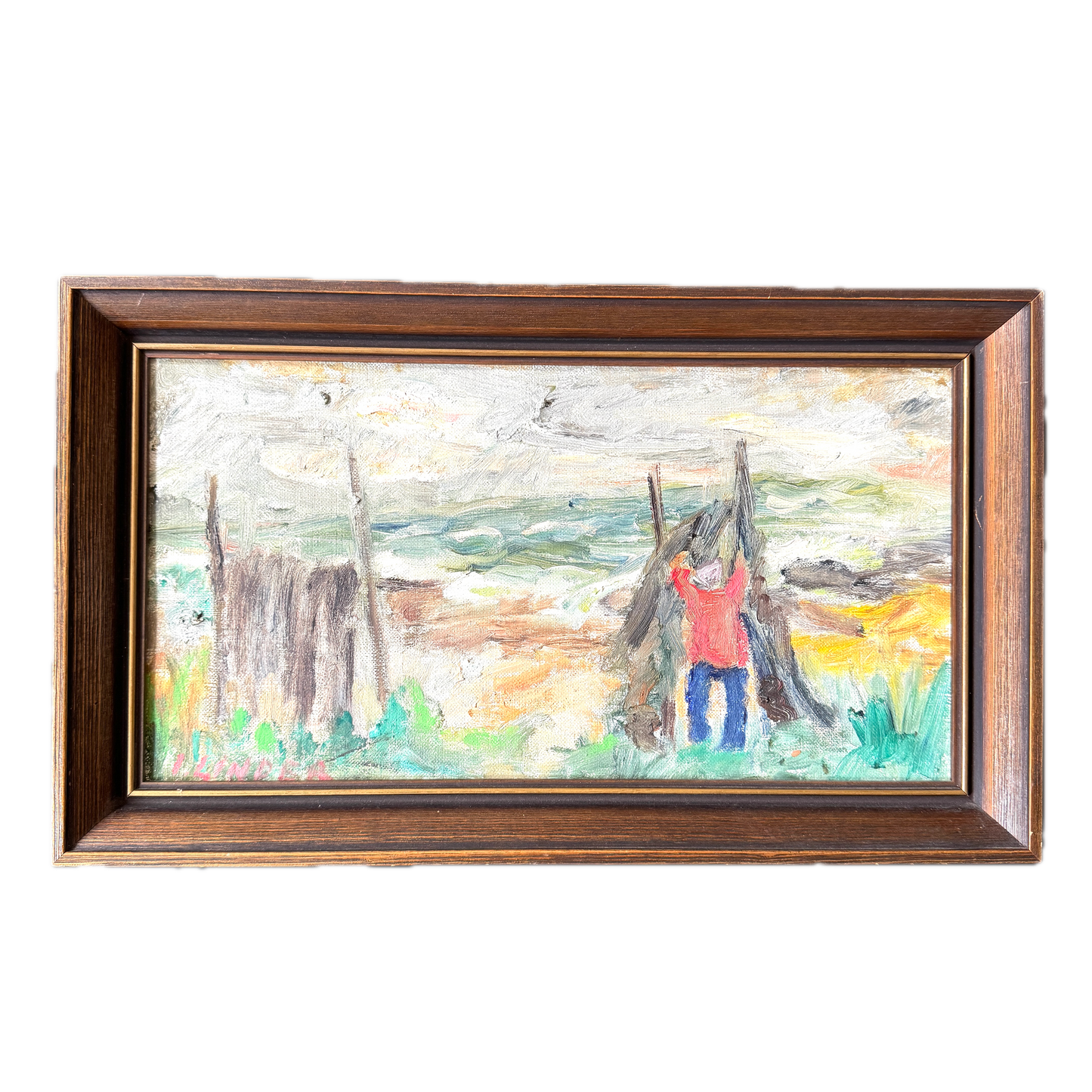 Hanging Nets, Österlen. Vintage Swedish Oil Painting.