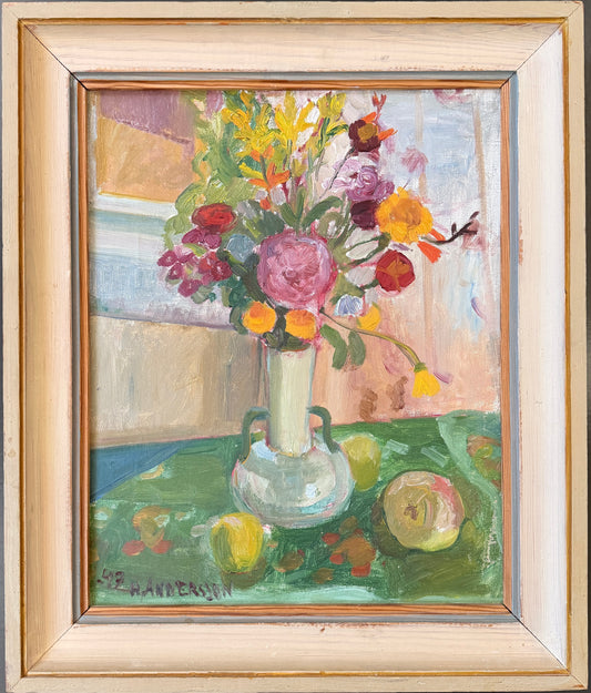 Summer Bouquet, 1947. Vintage Swedish Oil Painting by Helge Andersson.