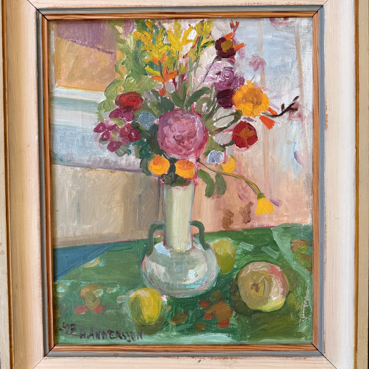 Summer Bouquet, 1947. Vintage Swedish Oil Painting by Helge Andersson.