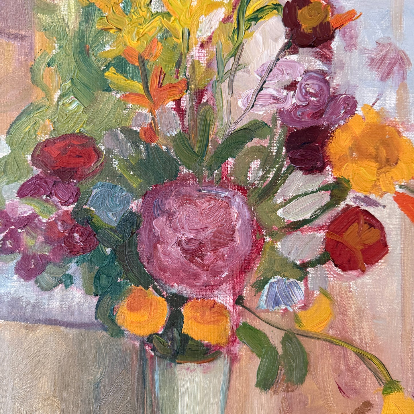 Summer Bouquet, 1947. Vintage Swedish Oil Painting by Helge Andersson.
