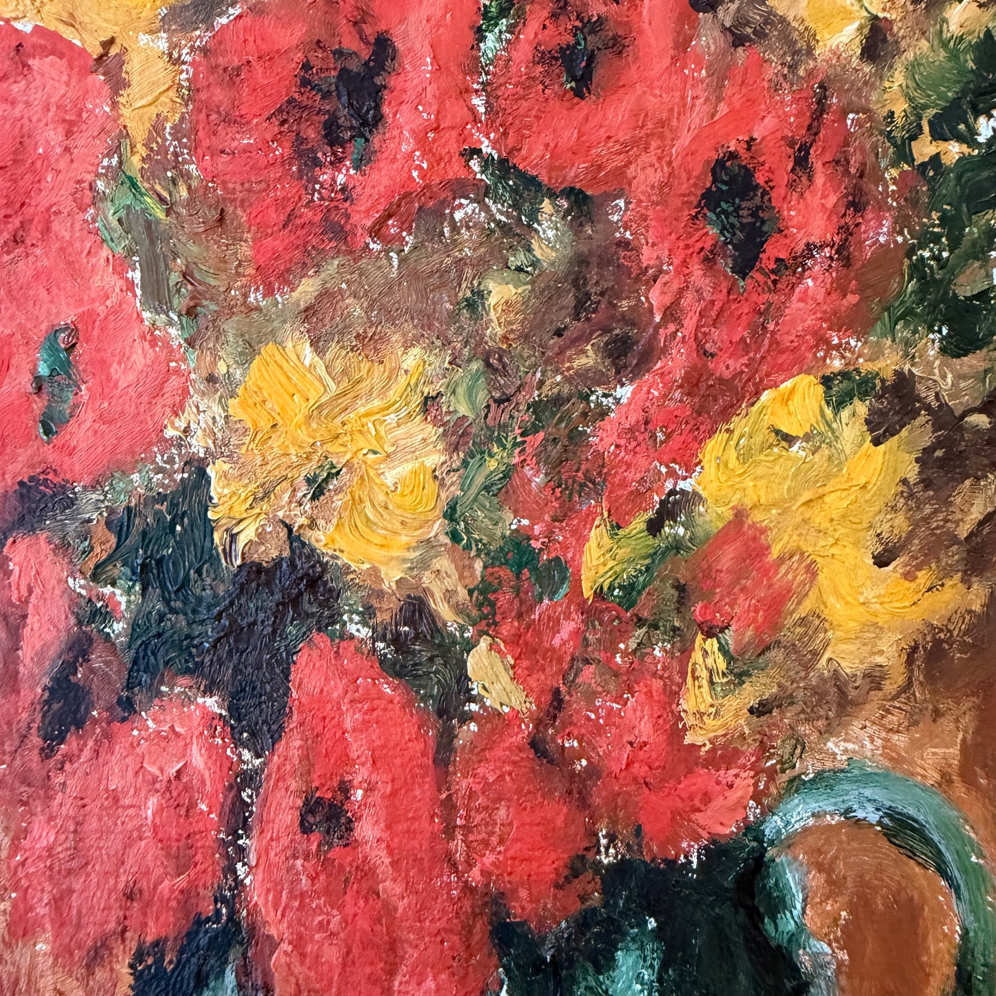 Still Life with Poppies. Vintage Swedish Oil Painting.