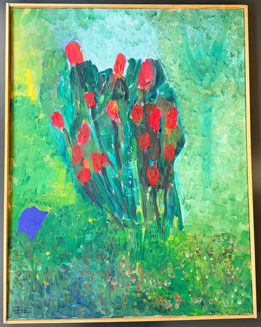 Poppies. Very Large Vintage Oil Painting by Bo Ernfrid.