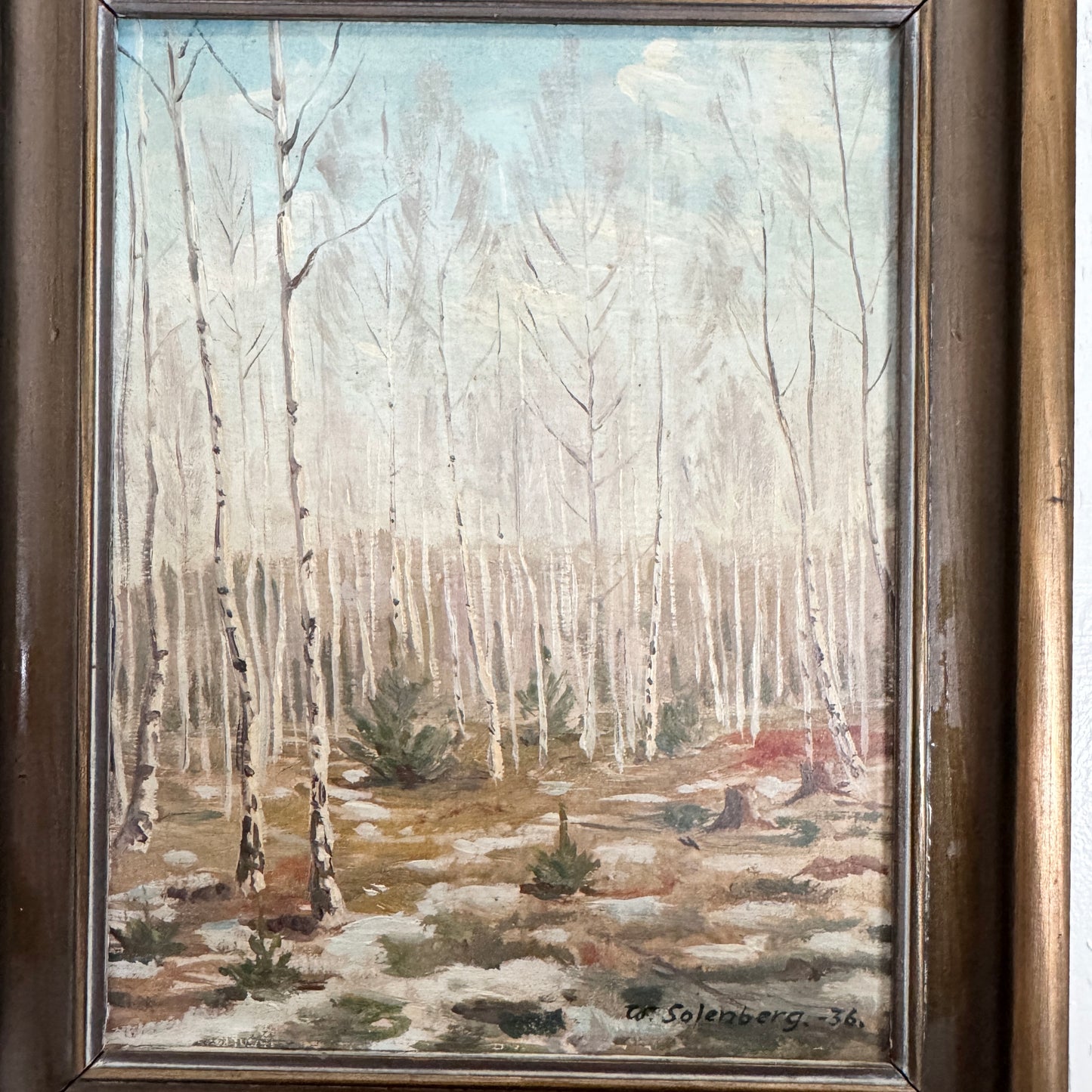 Birch Forest Awakening 1936. Vintage Swedish Oil Painting, by William Solenberg