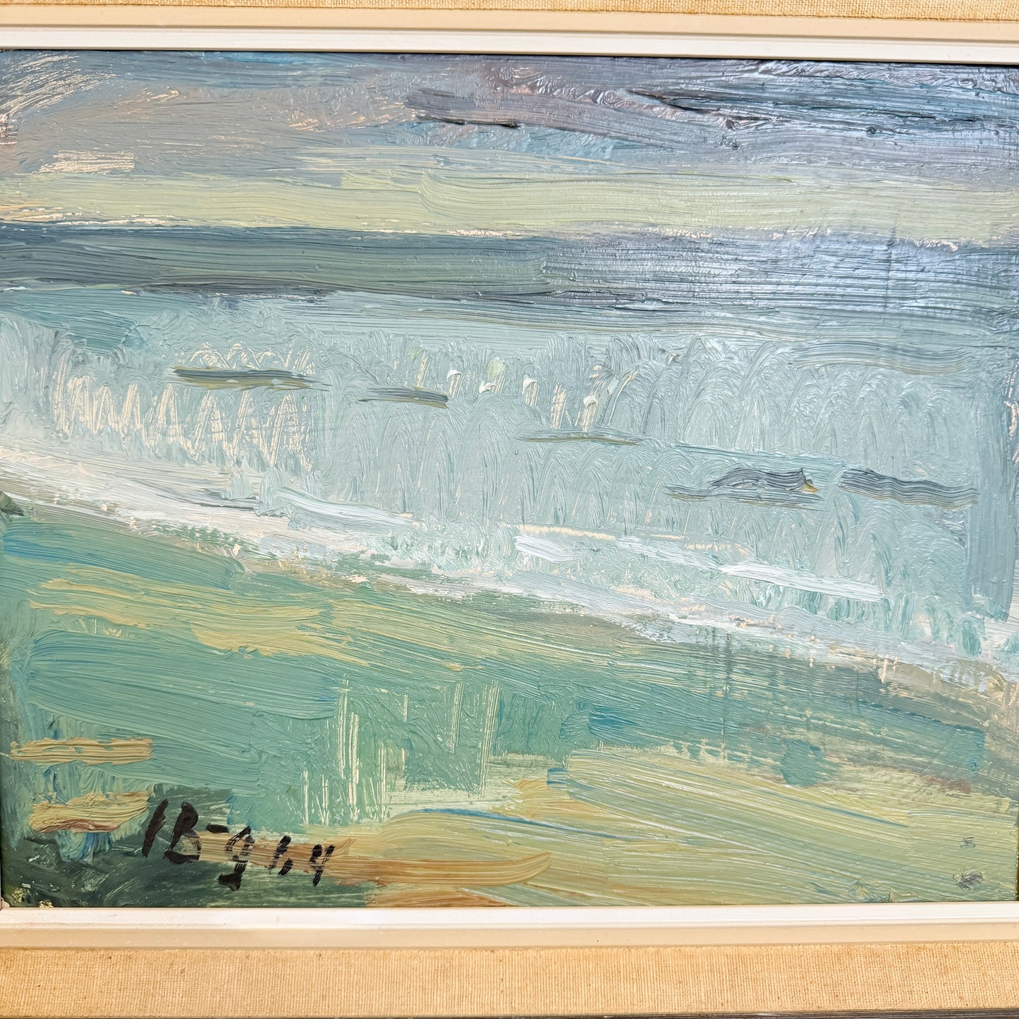 Muted Tides, 1964. Vintage Swedish Oil Painting by Iwan Broberg