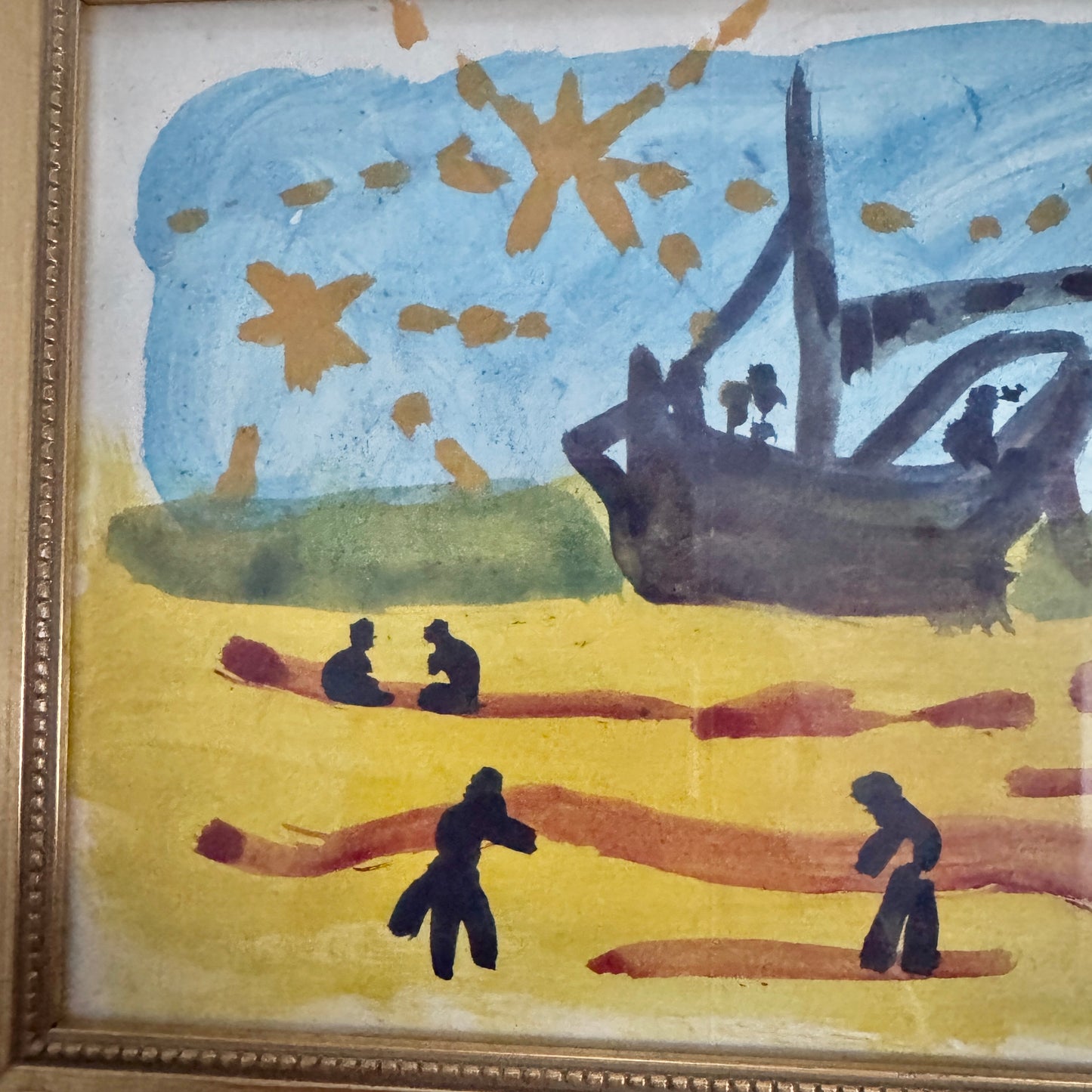 Christmas by the Water. Abstract Watercolor by Lilly "Lil" Silfverling ca 1950s