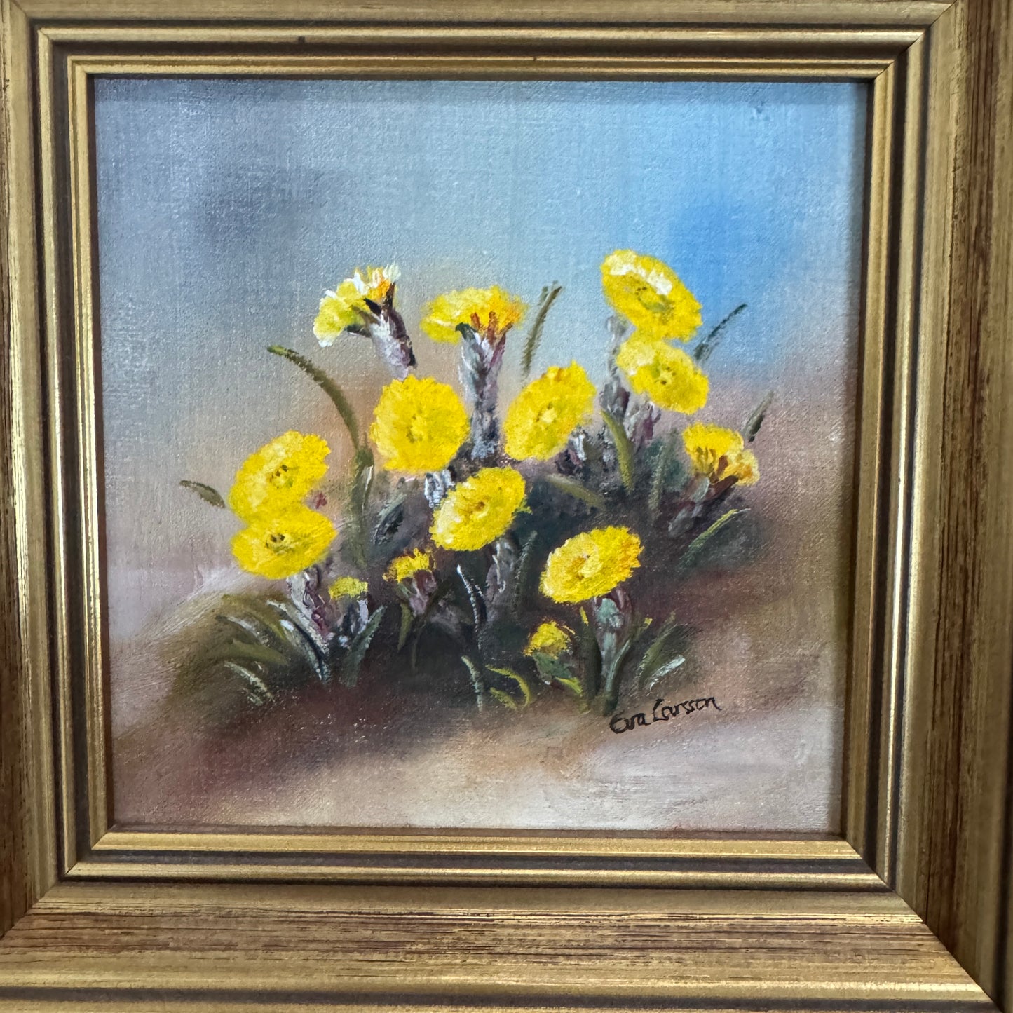 Swedish Meadows - A Quartet. Vintage Swedish Oil Paintings by Eva Larsson.